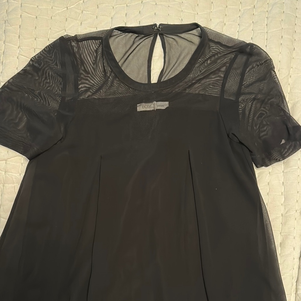 BCBGMaxAzria Black Mesh Blouse